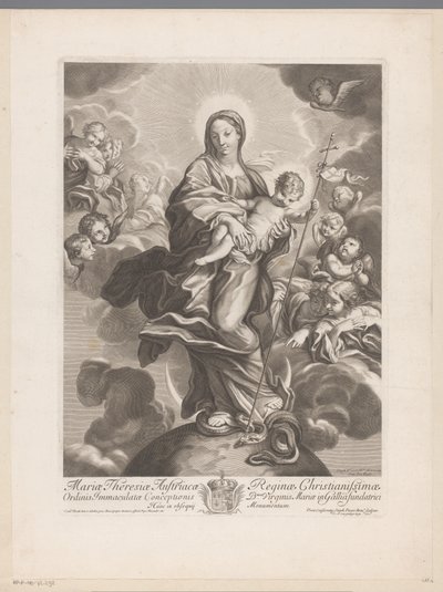 Mary med barn på jordklotet av Etienne Picart