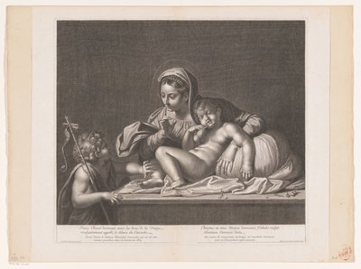 Maria mötte Kristus medan hon sov, men Johannes av Doper förblev tyst Jesus Kristus sover (...) / Kristus som sover i Marias famn (...) (titel på objektet) av Etienne Picart