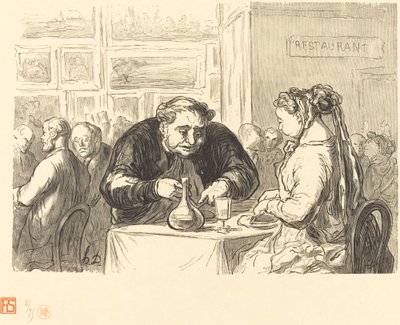 På Konstutställningens buffé av Etienne after Honoré Daumier