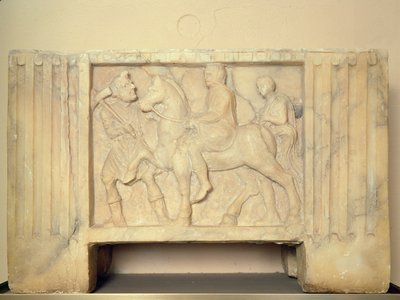 Alabasterurna med den avlidne som rider till underjorden, 9:e-1:a århundradet f.Kr. (alabaster) av Etruscan