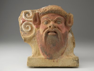 Antefix i form av ett Satyrhuvud, mitten av 400-talet (terrakotta med pigment) av Etruscan