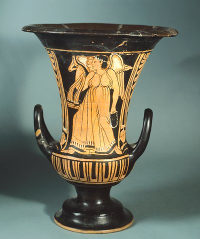 Calyx-krater (stor vas) av Berkeley Painter föreställande en bevingad ande. Keramik med röd figur. Etruskisk civilisation, 400-talet f.Kr. av Etruscan