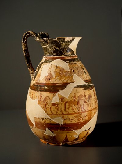 Etruskisk antikvitet: olpe i lera av Etruscan
