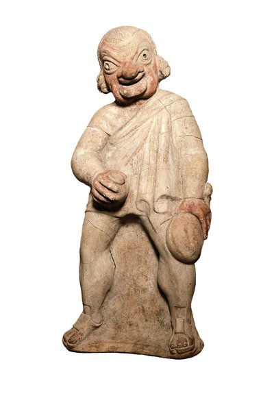 Etruskisk civilisation: representation av en komisk skådespelare med groteskt uttryck. Skulptur från 200-talet före JC. London, brittiskt museum av Etruscan