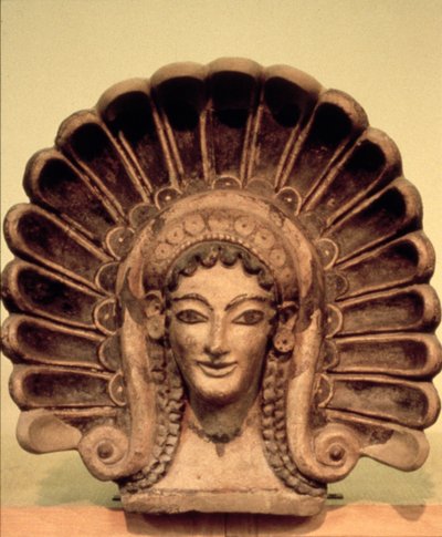 Armatur i det etruskiska templet i Veii, 600-talet f.Kr. (polykrom keramik) av Etruscan