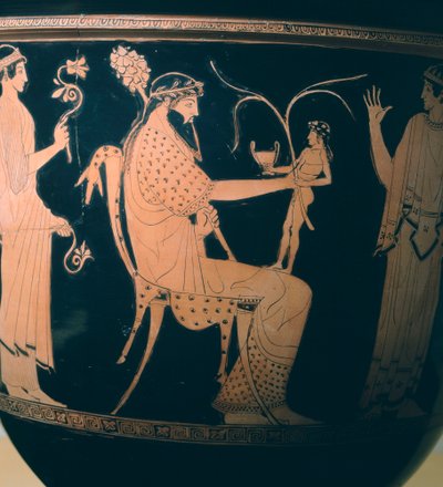 Krater (stor vas) av Altamura-målaren, detalj som visar Dionysos. Keramik med röd figur. Etruskisk civilisation, 5-4 f.Kr. av Etruscan