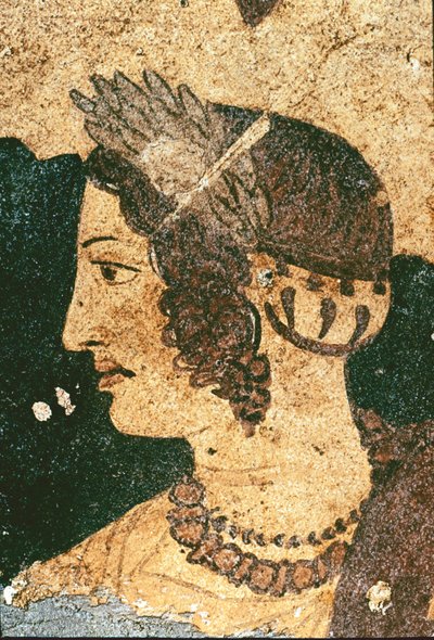 Porträtt av Velia Spurinna - Detalj - Fresco, 300-talet f.Kr av Etruscan