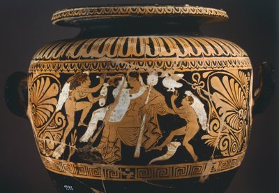 Stamnos (vätskelagringskärl), detalj som visar Dionysos och Ariadne. Rödfigurkeramik från Porano (Umbria). Etruskisk civilisation, 400-talet f.Kr. av Etruscan