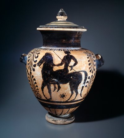 Terrakotta stamnos föreställande en ryttare, 500-490 f.Kr av Etruscan