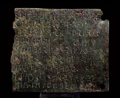 Bronstavla från Monte Acuto, Formello - 3:a-2:a århundradet f.Kr av Etruscan Etruscan