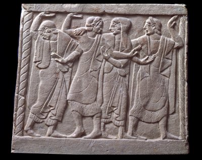 Dansscen, lågrelief av marmorgravsten av Etruscan Etruscan