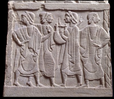 Dansscen, lågrelief av marmorgravsten av Etruscan Etruscan
