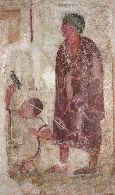 Vel Status och hans slav (väggmålning) av Etruscan Etruscan
