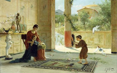 A Surprise Visitor (olja på duk) av Ettore Forti