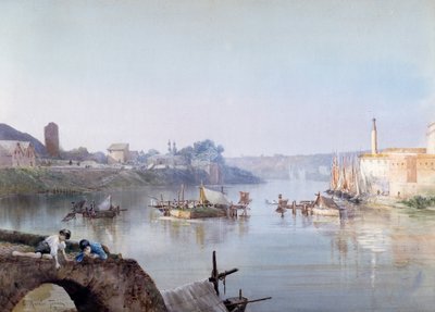 Fiskare vid Ripa Grande, av Ettore Roesler Franz (1845-1907), akvarell. av Ettore Roesler Franz