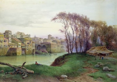 Utsikt över Prati di Castello, Rom (akvarell på papper) av Ettore Roesler Franz