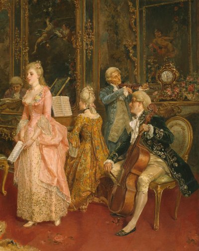 Konsert vid Mozarts tid, 1853 (detaljer) av Ettore Simonetti