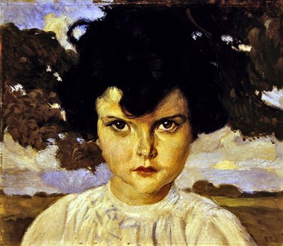 Porträtt av ett barn (olja på duk) av Ettore Tito