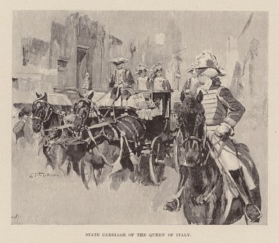 Drottningen av Italiens statsvagn (gravyr) av Ettore Tito