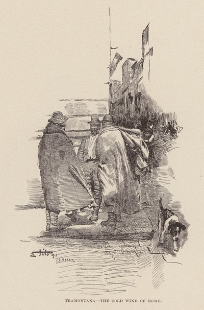 Tramontana, Den kalla vinden i Rom (gravyr) av Ettore Tito