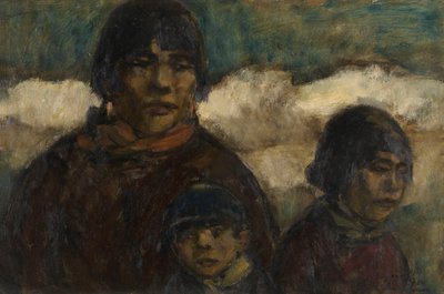 Kvinna och barn vid hamnen av Eugeen van Mieghem