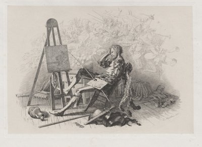 Morgon efter maskeradbalen: Emil Theodor Richter vid hans staffli av Eugen Napoleon Neureuther