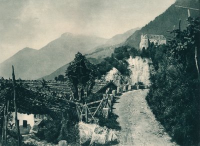 Landskap med Tyrolens slott, Merano, Sydtyrolen, Italien, 1927 av Eugen Poppel