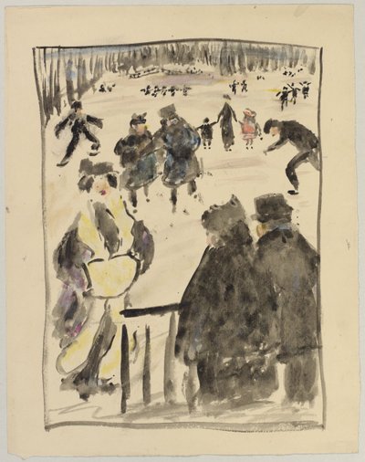 Vinterlandskap (skridskoåkare på isen) av Eugen von Kahler