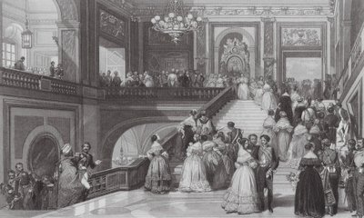 Grand Fete, slottet i Versailles (gravyr) av Eugene-Louis (after) Lami