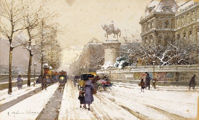 Paris på vintern av Eugene Galien Laloue