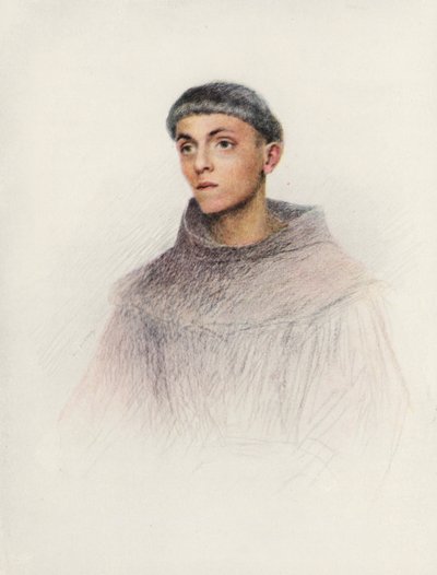 En ung broder (färglitografi) av Eugene (after) Burnand