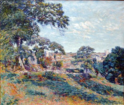 Vy över Corzant, Creuse, ca 1910 (olja på duk) av Eugene Alluaud