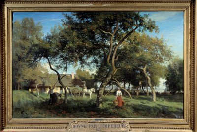 Plocka äpplen i Normandie 1865. Målning av Eugene Lavieille (1820-1889) av Eugene Antoine Samuel Lavieille