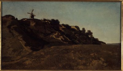 Vy över Montmartre, cirka 1848 (målning) av Eugene Antoine Samuel Lavieille