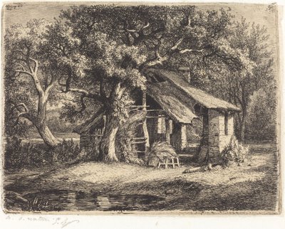 Stuga med päronträd, publicerad 1849. av Eugene Bléry