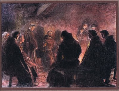 St Francis och munkarnas diskurs av Gud, 1919 av Eugene Burnand