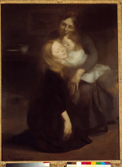 Intimitet eller storasyster Målning av Eugene Carriere (1849-1906) 1800-talets sön. 1,3x0,99 m Paris, musee d