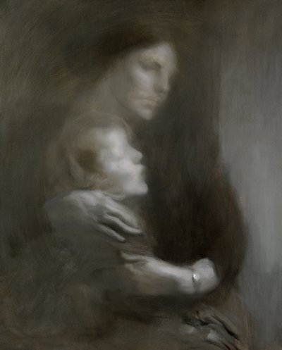 Moderskap (lidande) (olja på duk) av Eugène Carrière