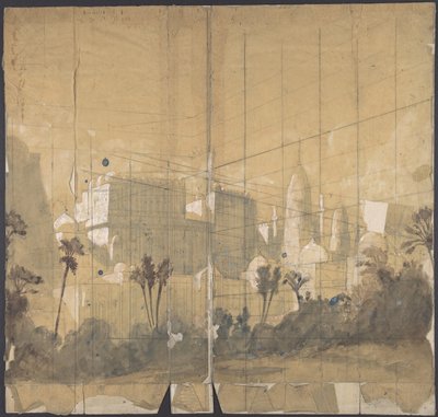 Design för en scen på Opéran, Paris, 1828-90. av Eugene Ciceri