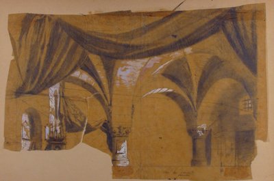 Design för en scen på Opéran, Paris, 1830-90. av Eugene Ciceri