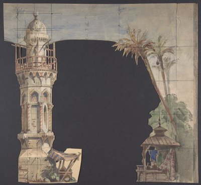 Design för en scen på Opéran, Paris, 1830-90. av Eugene Ciceri
