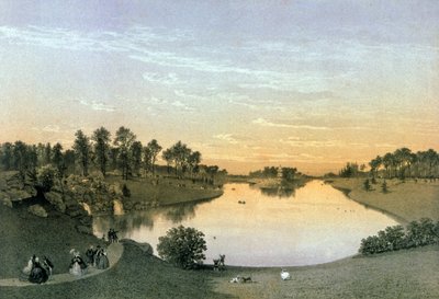Sjön i bois de Boulogne, ca 1860 (gravyr) av Eugene Ciceri