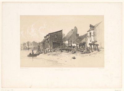 Riverside med hus och vattenkvarn Pittoreska landskap (serietitel) Croquis pittoresques (serietitel på objekt) av Eugene Ciceri