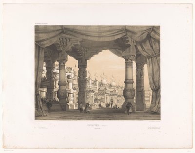 Teaterinredning med arena Gulliver. (opublicerad) (titel på objekt) Teaterdekorer (serietitel) Teaterdekorationer (serietitel på föremål) av Eugene Ciceri