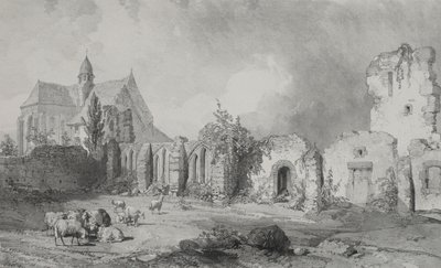 Pittoreska och romantiska resor i det antika Frankrike. Bretagne: Abbey of Relec av Eugene Ciceri
