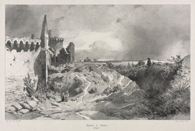 Pittoreska och romantiska resor i det antika Frankrike. Bretagne: Chateau de Susinio av Eugene Ciceri