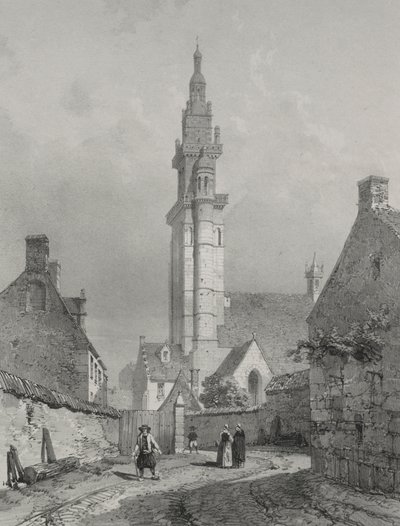 Pittoreska och romantiska resor i det antika Frankrike. Bretagne: Church of Roscoff av Eugene Ciceri
