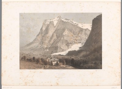 Utsikt över Grindelwald Grindelwald (titel på objekt) Visningar i Schweiz, Savojen och Tyrolen (serietitel) La Suisse, la Savoie et le Tyrol (serietitel på objekt) av Eugene Ciceri