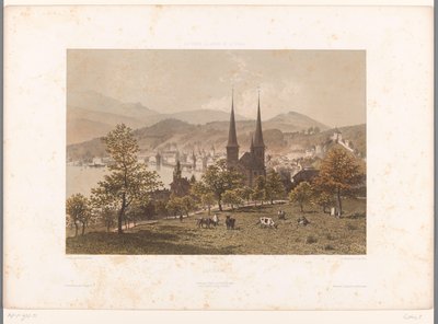 Utsikt över Luzern Luzern (titel på objekt) Utsikter i Schweiz, Savojen och Tyrolen (serietitel på objekt) La Suisse, la Savoie et le Tyrol (serietitel) av Eugene Ciceri