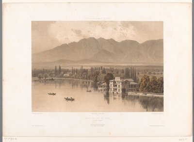 Utsikt över Thunsjöns strand Bords du Lac de Thun (titel på objekt) Ansikten i Schweiz, Savojen och Tyrolen (serietitel) La Suisse, la Savoie et le Tyrol (serietitel på objekt) av Eugene Ciceri